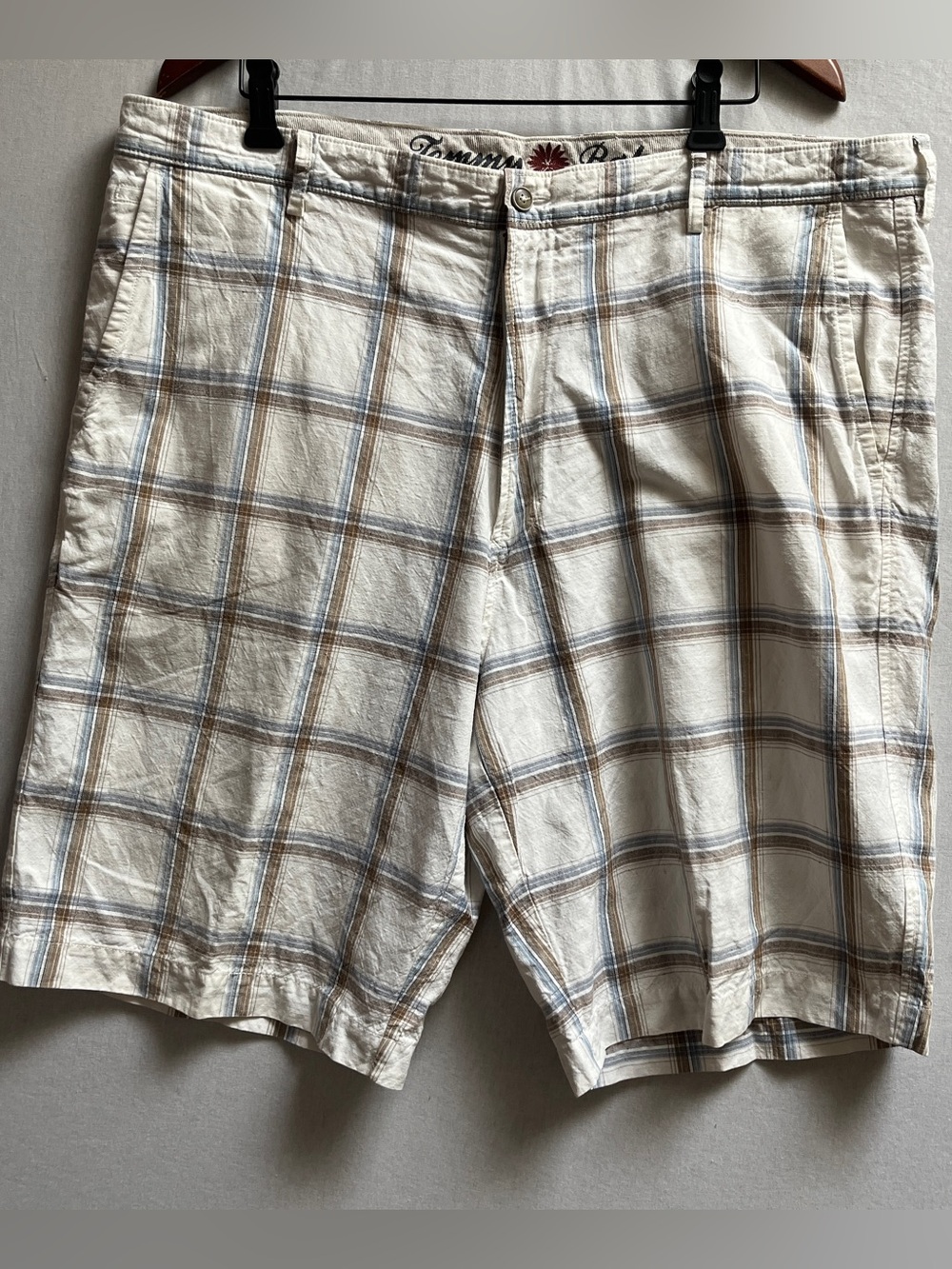 Tommy Bahama Mens Linen Cotton Plaid Flat Front Shorts 40